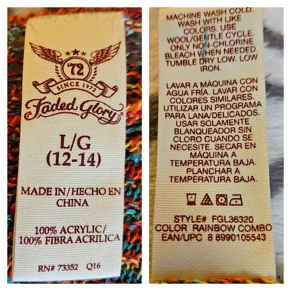 Faded Glory Double V Neck Sweater Boho Y2K Tunic Sunset Cozy Fall Women Large - Picture 4 of 4